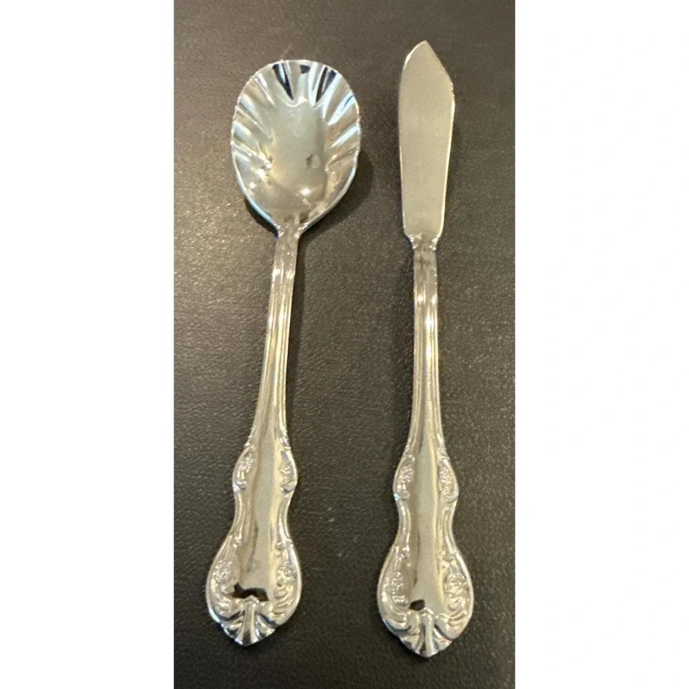 Wallace Continental Camden Sugar Spoon & Master Butter Knife Stainless 2 Piece